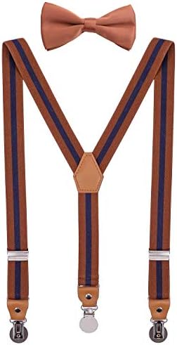 Os suspensórios de meninos e gravata borboleta do Ceajoo, ajustáveis ​​com clipes de metal redondo