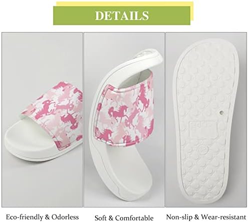 Sandálias de casa de unicórnio de camuflagem rosa não deslizam chinelos de dedo do pé para massagem banheira de spa de chuveiro
