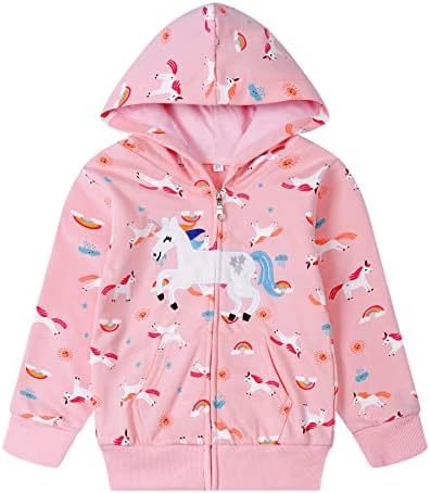Akyzic Toddler Girl Zip Up Hoodie Jacket Unicorn Sweatshirt Crianças roupas de inverno de roupas de inverno com bolsos