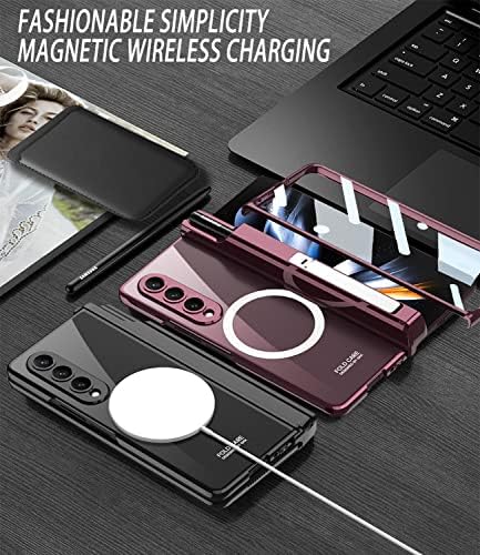 Coco para Samsung Z Fold 4 MagSafe Caso 【com S Pen Dound Edition】 & Card Titular, dobradiças protege o porta-caneta embutido,