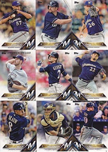 Milwaukee Brewers Topps MLB Baseball Edição regular Complete Mint 25 Cards Team com Matt Garza, Ryan Braun Plus