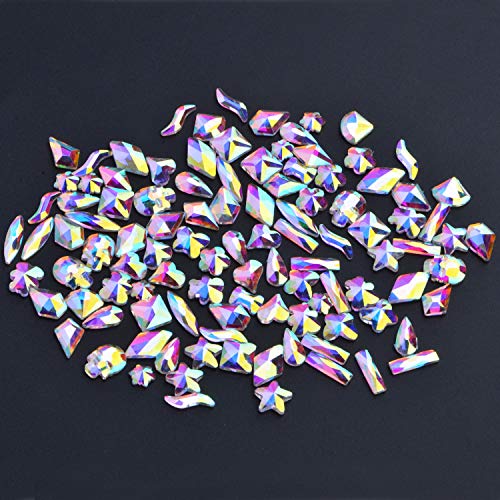 2000pcs abetidos de strass de cristal ab, strass redondo e de vidro redondos e de várias formas, cristais abatidos para unhas, roupas, rosto, jóias | Aurora boreal