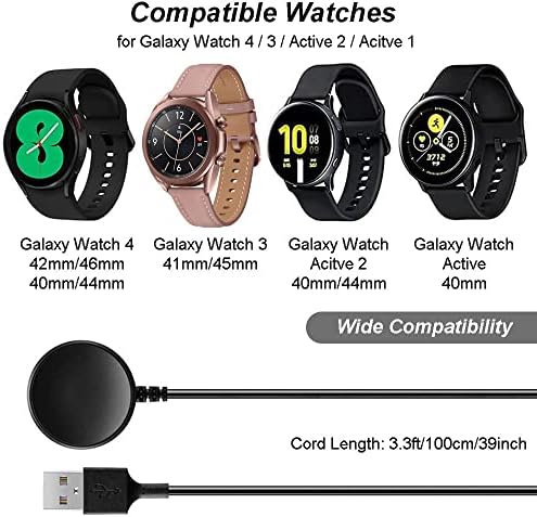 Carregador para Galaxy Watch 3/Galaxy Watch 4, cabo de carregamento de substituição para Samsung Galaxy Watch 4/4 Classic/3/Acitve