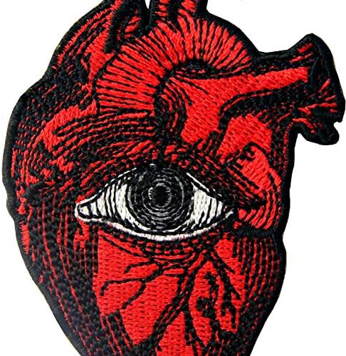 Todos vendo o olho no coração bordado de bordado de ferro em costura no emblema