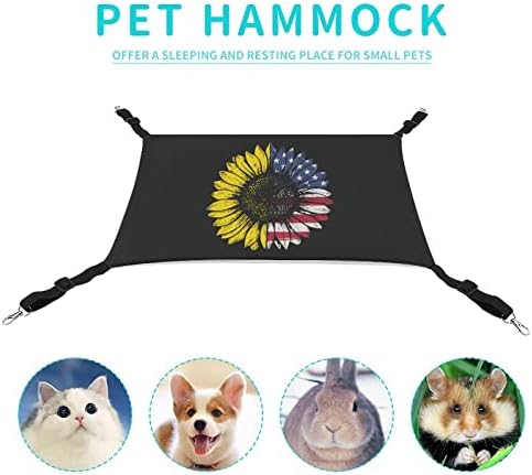 Cama de rede de gatos de girassol da bandeira, pendurar lona ajustável redes de animais de estimação para cachorrinho,