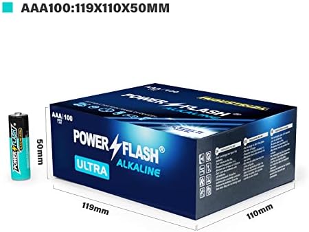 Flash de potência Baterias AAA com data fresca - 100 contagem Industrial Pack - Ultra de longa duração Triple A Alcalina Bateria