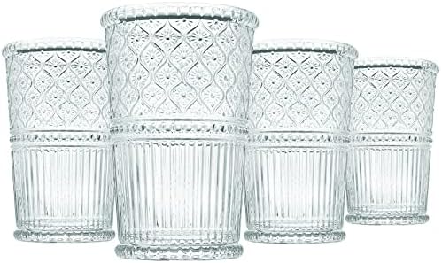 Godinger Highball bebendo copos, xícaras de vidro altas, decoração vintage, copos de água, copos de coquetel - coleção