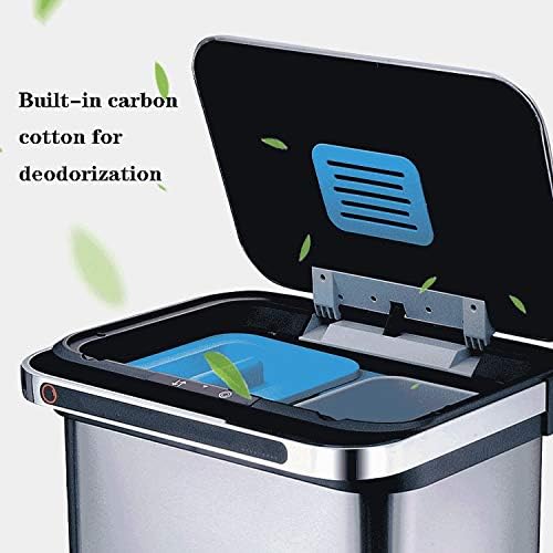 Lixo de triagem de lixo Zyswp pode lixo inteligente em casa com tampa de aço inoxidável cozinha de indução lixo lixo lixo