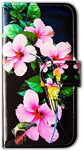 BCOV Galaxy S22 Ultra Caso, Hummingbirds Flores Pink Flip Phone Caixa Caixa de Caixa de Caixa Com Carta Slot Slot Kickstand para