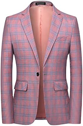 MOGU Men's Casual Suit Blazer Jackets Slim Fit Plaid Sports Casat