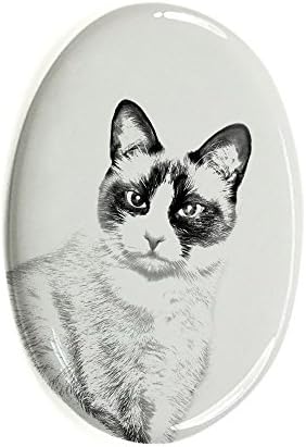 Art Dog Ltd. Snowshoe Cat, lápide oval de azulejo de cerâmica com uma imagem de um gato