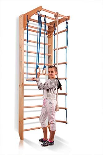 Escada sueca de madeira - barras de barraca definidas para fisioterapia e ginástica com conjunto de swing e barra de pull -up