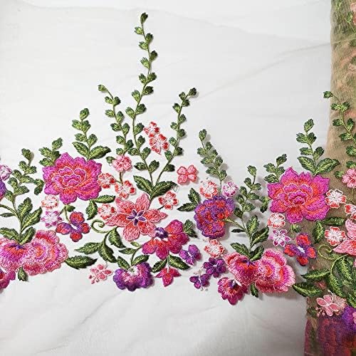 2 jardas de damasco de damasco de 16,9 '' polegadas de largura Fita de barra de renda com padrão floral para decorações de casamento