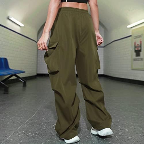 Keusn Womens Cargo Pant Baggy Plus Size Bagggy Wide pernas de pára -quedas de calças trabalham com bolsos de rua de rua
