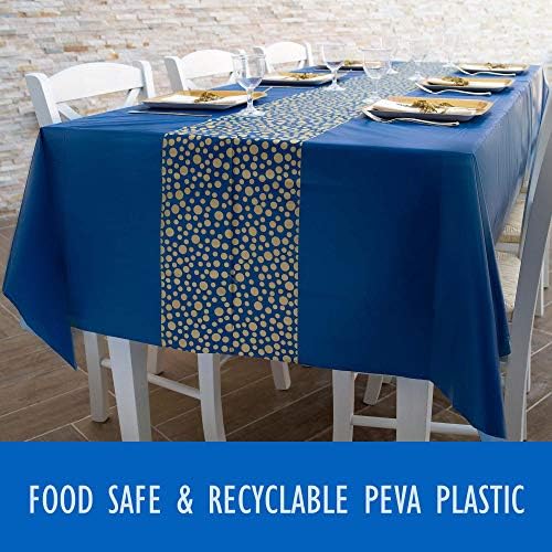 Zuladise 2 Pacote de mesa de mesa azul para festas de mesa de mesa de mesa de plástico azul descartável Premium azul e dourado
