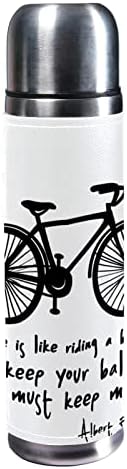 Garrafa de água isolada garrafas de água de aço inoxidável garrafa de água de metal, a vida é como andar de bicicleta