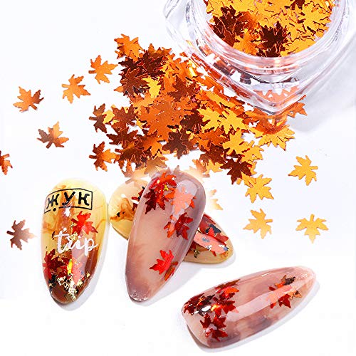 MACULAÇÃO Sparkle outono da unha brilho de bordo lantejoulas de unhas 4 caixas de outono folhas de folha de outono flocos de unhas de