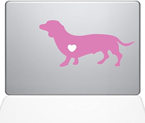 O guru do decalque eu amo meu adesivo de vinil decalque Dachshund, 12 MacBook, rosa