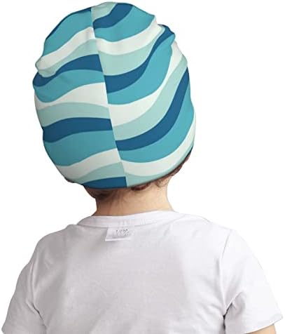 Blue Water Waves Beanie para meninos para meninos garotos de crianças zombadas de chapéus de inverno