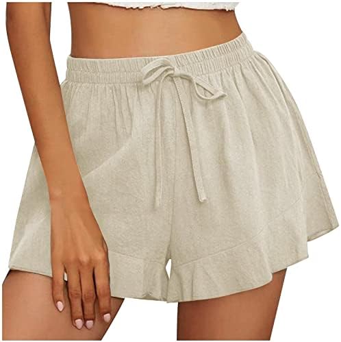 LMSXCT Casual de linho de algodão feminino shorts de verão shorts confortáveis ​​praias