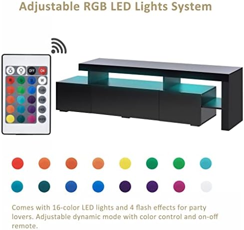 Lysldh Contemporâneo 16 cores Luzes LED Gabinete de TV Stand UV Centro de entretenimento de acabamento brilhante de 70