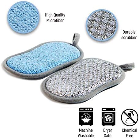 Esponjas de microfibra não arranhadas cozinha 10 pacote de esponjas de esfoliação multiuso para pratos lavador de prato durável