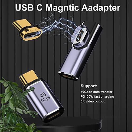 Adaptador magnético USB C 40 Gbps, adaptador magnético USB4, transferência de dados de 40 Gbps, carga rápida PD100W,