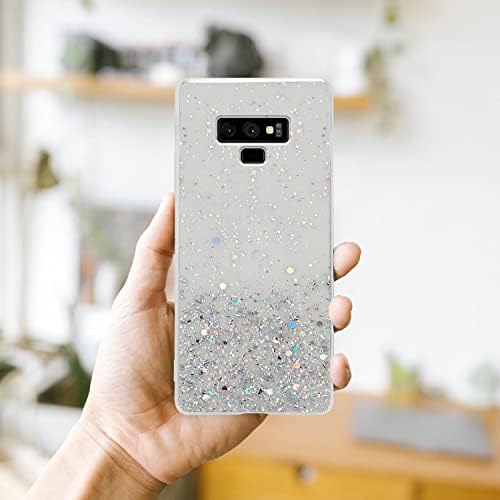 Caso Cadorabo Compatível com Samsung Galaxy Note 9 em transparente com glitter - TPU protetora TPU Silicone com brilho