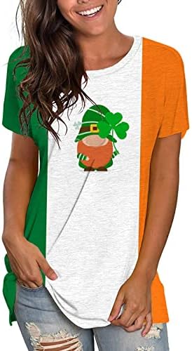IIUs camiseta do dia de Saint Patrick para mulheres camisetas de pescoço curto verde gnomos lucky bluses top solto fit engraçado