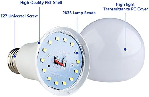 Lâmpada LED de 5W A19, equivalente a 40 watts, luz do dia 6500k, base e27, não imitável, para sala de jantar em casa, sala de