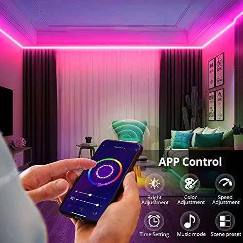 Luzes de tira LED de AimEngte RGB, 9,84 pés Bluetooth Neon Light Faixa de luz Light Multi-Colored, Remote Control App