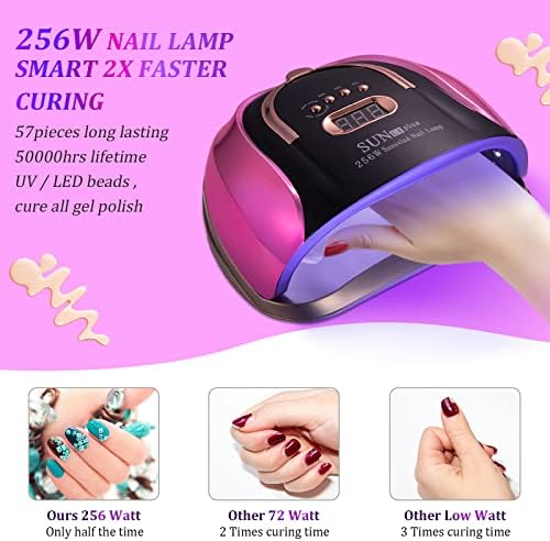 Lâmpada de unha LED UV, Luz de secador de unhas LED de 256w UV para unhas de gel Polish Manicure Salon Cura de salão de cura com 4 sensor