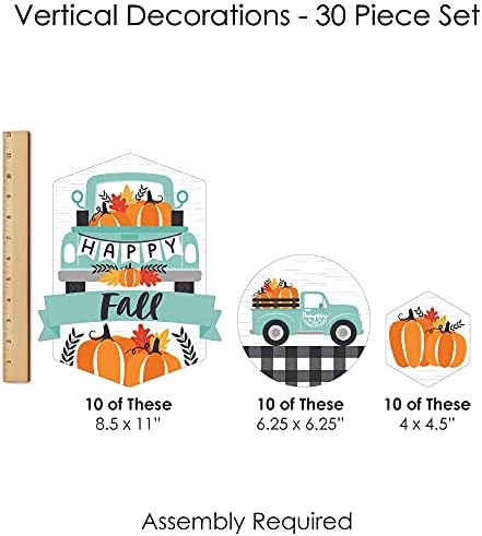 Big Dot of Happiness Happy Fall Truck - Harvest Pumpkin Party pendurando decorações verticais e redemoinhos de decoração pendurada