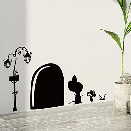 Espelho de adesivo ousado decalques de parede grandes de parede preto desenho animado orifício de mouse decoração de adesivo de