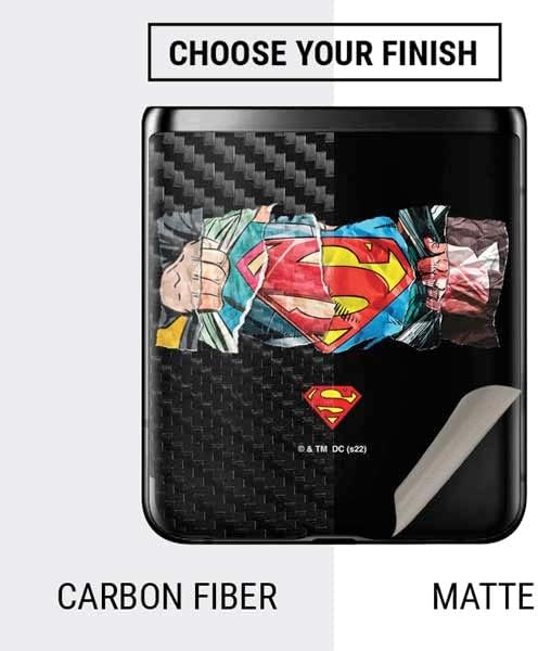 Skinit Decalk Phone Skin Compatível com Samsung Galaxy Z Flip - Oficialmente licenciado Warner Bros Superman S Shield Design