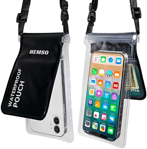 Bolsa de telefone à prova d'água Hemso [2 pacote], design de espaço duplo para iPhone 14/13/12 Pro Max, Samsung Galaxy S22/S20 Ultra,