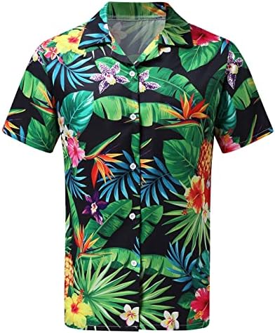 Camisas de verão ahola para masculino, manga curta Button Down Down Hawaiian Shirts Beach Tops Casuais Cirtas de Designers