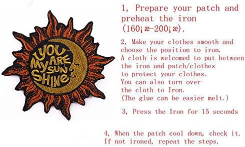Compatível com Sun Moon You Are My Sun Shine Patch Applique Iron Bords Applique On Sew On Embles for Outdoor Sport 2 Pcs