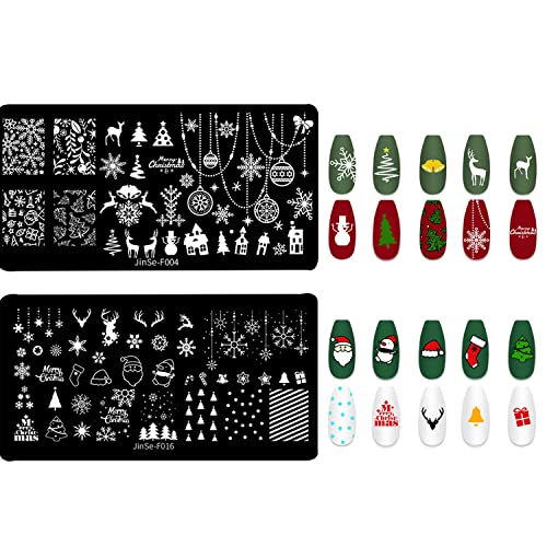 6 PCs Christmas Placas de selo de unhas de Natal Rena