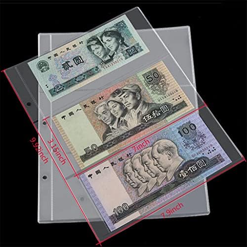 N/A 10pcs Money Banknote Papel Dinheiro Página de álbum Coletando mangas do suporte 3-slot LOAF LOAF ALUM