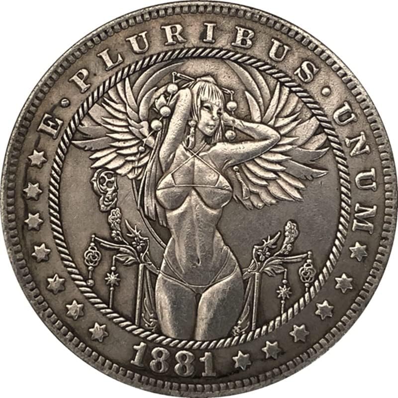 38mm Antigo Dollar Silver Dollar Coin American Morgan Tramp Coin 1881cc Craft 105