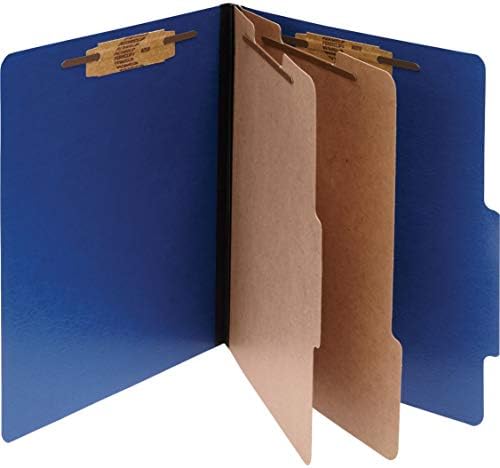 Pastas de classificação da ACCO PRESSTEX COLORLIFE, Letter, 6 seção, azul escuro, 10/caixa