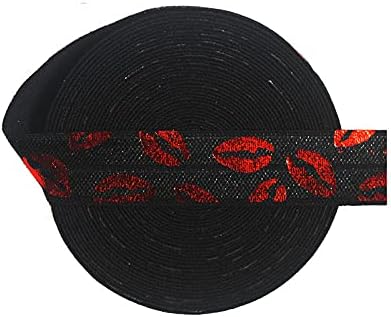 50 100 jardas por rolo 5/8 15mm Lip Red Gold Foil Fold Over Elastics Spandex Band Tape Hair Tire Costura Termana dourada Menlagem