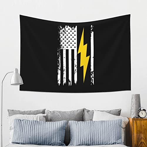 American Flag Rightning Bolt Eletricista Tapestry Decoração de Taquestres, para decoração de festa em casa 60 * 40 polegadas