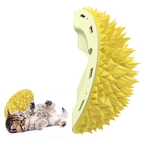 Gato self -broomer durável e fofo em forma de durian com suporte de parede, arranhão de canto ubefante e escova de massagem