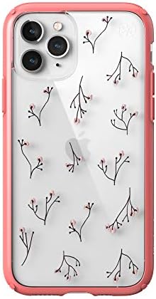 Speck Products Presidio Perfect-Clear + Imprimir iPhone 11 Pro Case, Clear/Plum Blossom/Parrot Pink