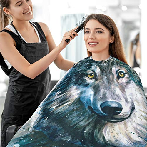 Cabo barbeiro profissional e avental de barba 2 em 1- Wolf Watercolor Animal