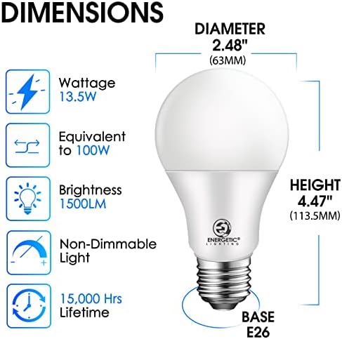 Bulbo LED de 100 watts energético, luz do dia 5000K, E26 base, lâmpada não-minimizível e 1500 lúmens lumin