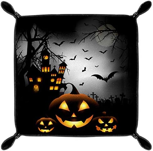 Halloween Pumpkin Light & Ancient Castle Organizer Bandeja Caixa de armazenamento CABELA CABELA CAVDY RESPONSELHA Bandeja de mesa