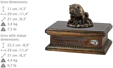 Bulldog Mama 2, Urn for Dog Ashes Memorial com estátua, nome e citação de animais de estimação - Artdog personalizado